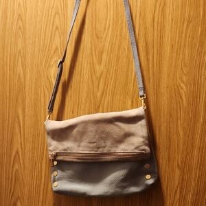 Hammitt Gray Leather and Tan Suede Large VIP Crossbody Bag